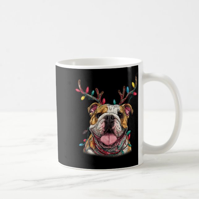 Caneca De Café Santa English Bulldog Reindeer Light Christmas  (Direita)