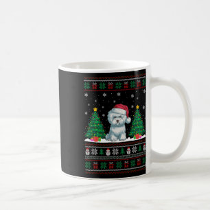 Caneca De Café Santa Hat Bichon Frise Cog Xmas Tree Luzes Feias