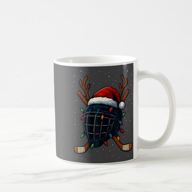 Caneca De Café Santa Hat Christmas Ice Hockey Helmet Player Reind (Direita)