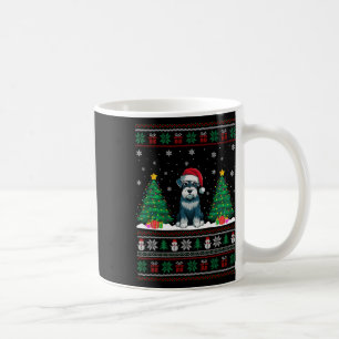 Caneca De Café Santa Hat Schnauzer Cachorro Árvore de Natal Luzes