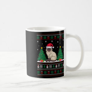 Caneca De Café Santa Hat Siamese Cat Árvore de Natal Luzes Feias