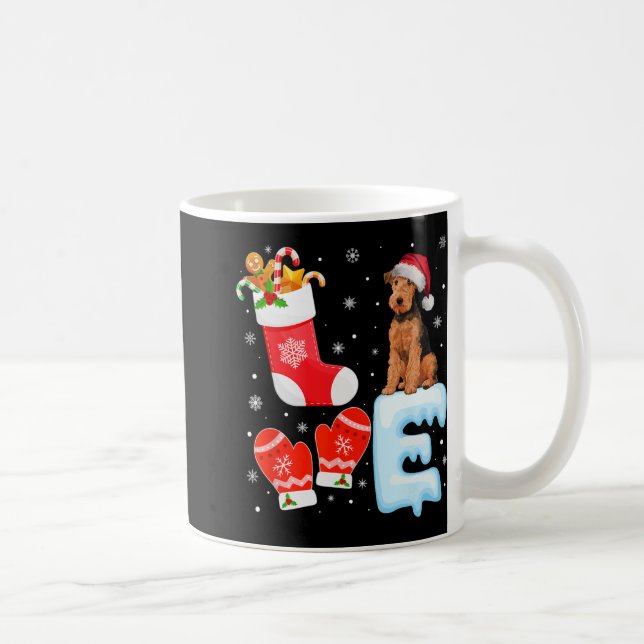 Caneca De Café Santa Hat Xmas Stoking Holiday Airedale Terrier D (Direita)