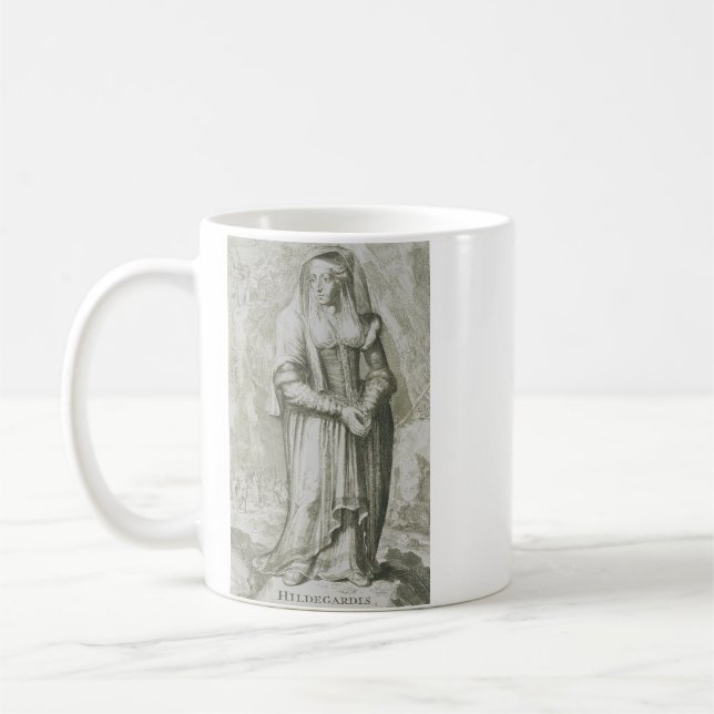 Caneca De Café Santa Hildegarda de Bingen Arte Mística Medieval (Esquerda)
