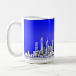 Caneca De Café Santa Over New York City Christmas Blue Mug
