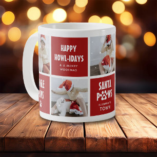 Caneca De Café Santa Paws, Feliz Natal Uivando 5 Fotos do Cachorr