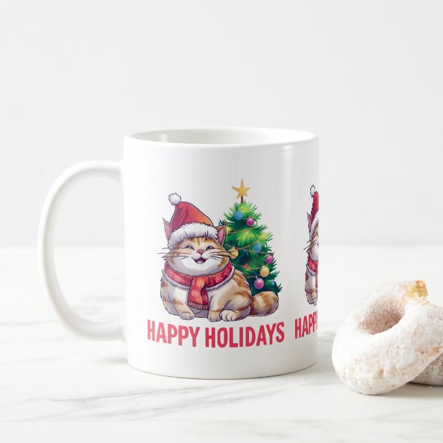 Caneca De Café Santa Paws Says Happy Holidays (Com Donut)
