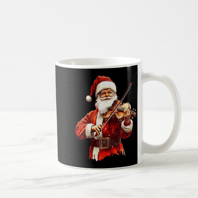 Caneca De Café Santa Playing Violin Funny Violin Player Violinist (Direita)