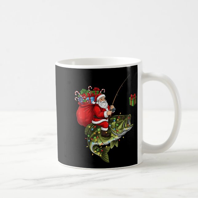 Caneca De Café Santa Riding B Fish Christmas Fishing Funny Xmas P (Direita)