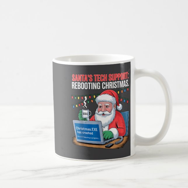 Caneca De Café Santa s Support Tech Rebooting Magic (Direita)