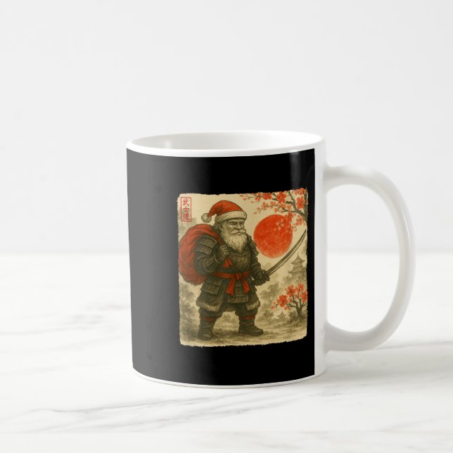 Caneca De Café Santa Samurai Japanese Warrior Costume Sumi-e Art  (Direita)