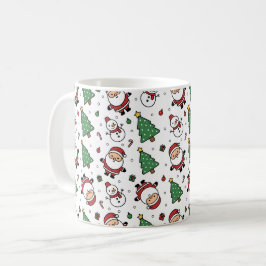 Caneca De Café Santa, Tree & Snowman Christmas Mug