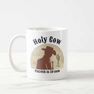 Caneca De Café Santa Vaca Funny Vintage Cowboy 50º Aniversário