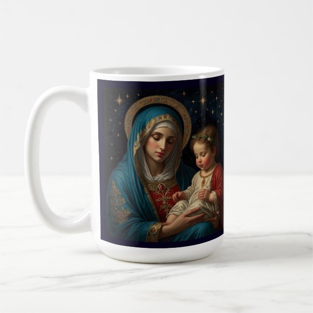 Caneca De Café Santa Virgem Maria e Jesus Natal (Esquerda)