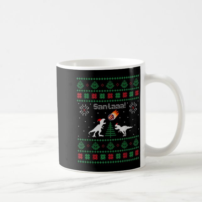 Caneca De Café Santaaa Dinosaur Ugly Christmas Sweater  (Direita)