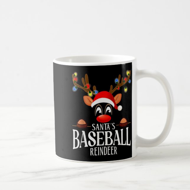 Caneca De Café Santa's Baseball Reindeer Funny Xmas Matching Pjs  (Direita)