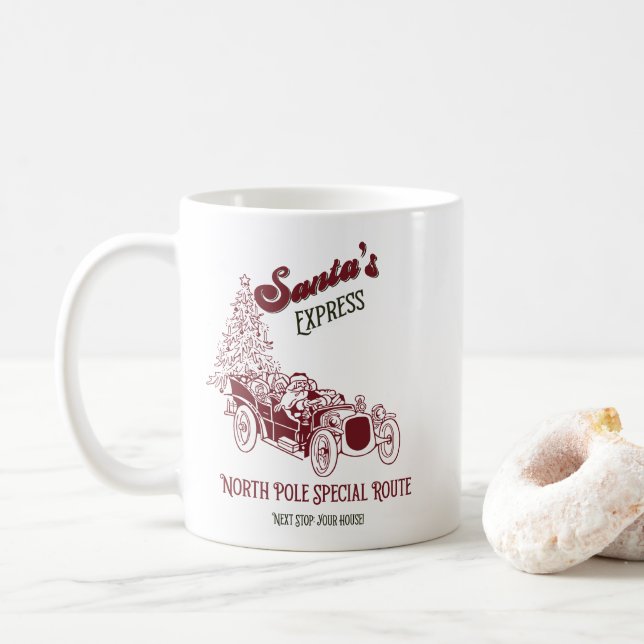 Caneca De Café Santa's Express Vitange Christmas (Com Donut)
