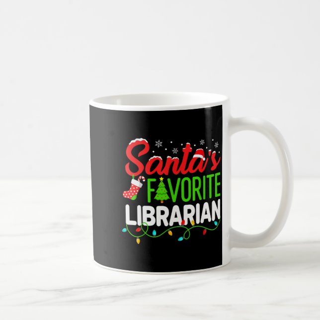Caneca De Café Santa's Favorite Librarian Christmas Library Book  (Direita)