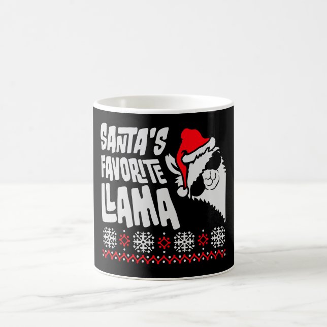 Caneca De Café Santa's Favorite Llama Cool Sunglasses Side XMas (Centro)