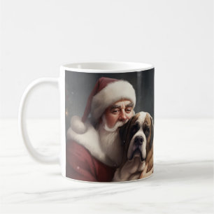Caneca De Café Santo Bernard Com Papai Noel Natal Festivo