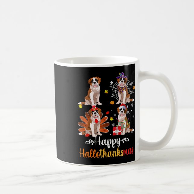Caneca De Café Santo Bernard Halloween Feliz Natal Hall (Direita)