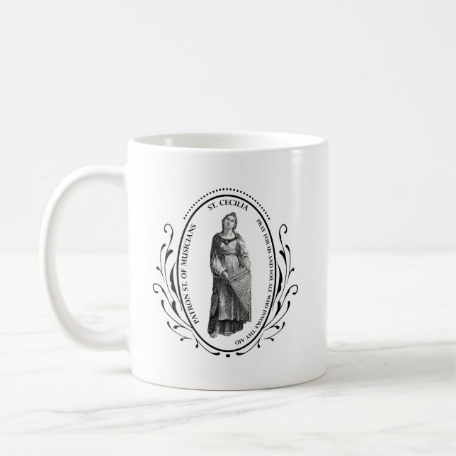 Caneca De Café Santo Cecilia Patron Santo de Músicos (Esquerda)