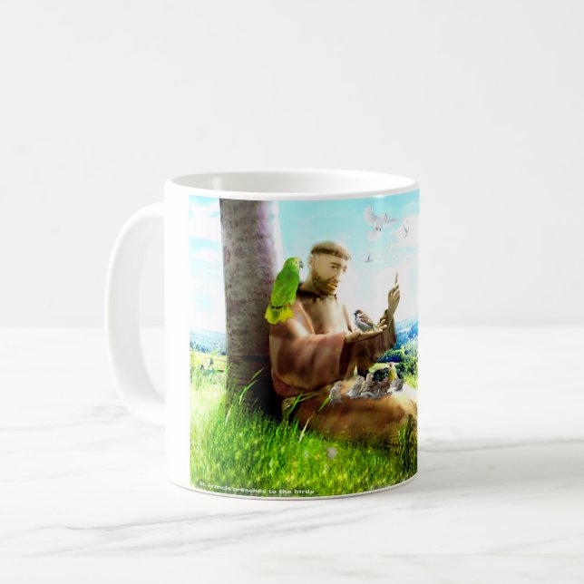Caneca De Café Santo Francis e o sermão prega aos pássaros (Frente Esquerda)