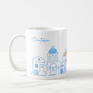 Caneca De Café Santorin mug, Souvenir from Greece, hand drawing