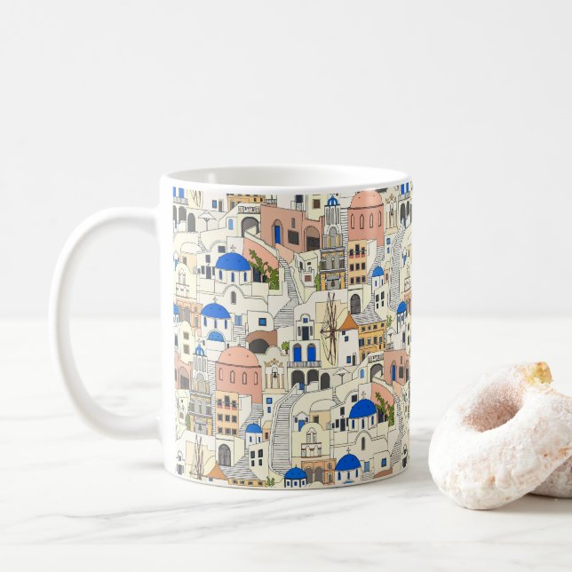 Caneca De Café Santorini dreams (Com Donut)