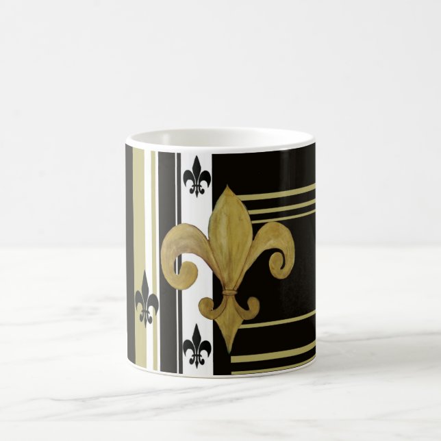 Caneca De Café Santos Black and Dourado Fleur de lis Mug (Centro)