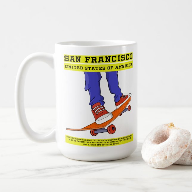 Caneca De Café São Francisco, Skate dos EUA (Com Donut)