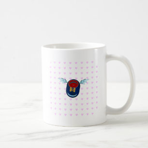 Caneca De Café Sapatênis alado fofo desenho & corações rosa