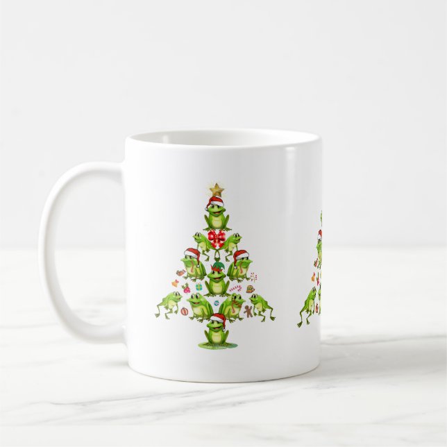 Caneca De Café Sapo Árvore de Natal Dotada Engraçado Sapo de Nata (Esquerda)