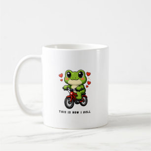 Caneca De Café Sapo Ciclista Fofo Arte de Sapo Kawaii de Bicicl