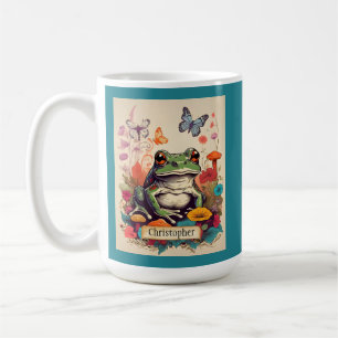 Caneca De Café Sapo Cottage Core Cute e Cogumelo