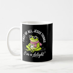 Caneca De Café Sapo Cristão Engraçado Primeiro De Jesus Acha Que