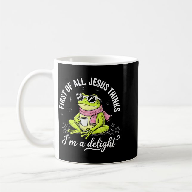 Caneca De Café Sapo Cristão Engraçado Primeiro De Jesus Acha Que (Esquerda)