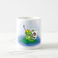 Sapo de artista de cartoon bonito.
