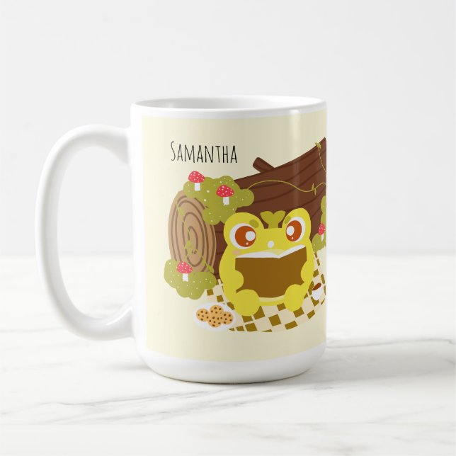 Caneca De Café Sapo De Picnic Lendo Um Livro (Esquerda)