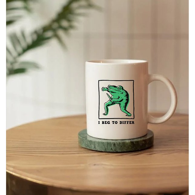 Caneca De Café Sapo Engraçado com Faca – Meme "Discordo Totalment (Criador carregado)