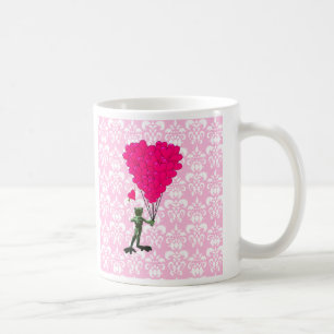 Caneca De Café Sapo engraçado desenho animado & coração rosa em d