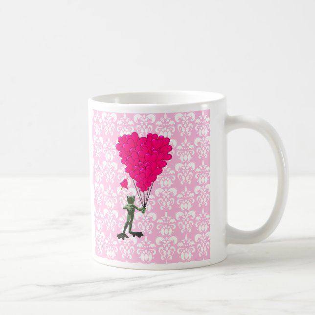 Caneca De Café Sapo engraçado desenho animado & coração rosa em d (Direita)