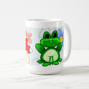 Caneca De Café Sapo Feliz No Primavera