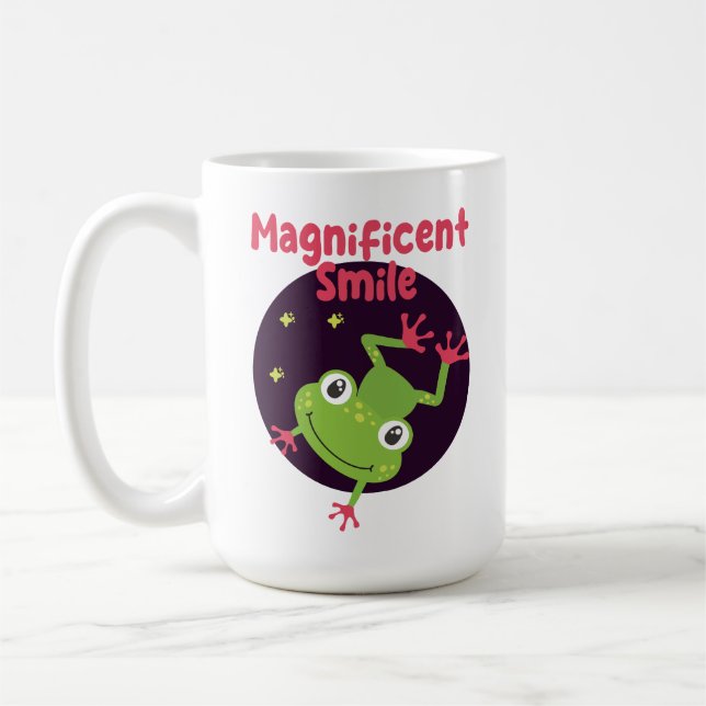 Caneca De Café Sapo feliz sorridente fofo engraçado Kawaii  (Esquerda)