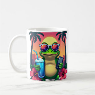 Caneca De Café Sapo Mal-Humorado Y2K Vaporwave Tropical Retro 200