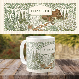 Caneca De Café Sapo Monograma Cottagecore Jardim