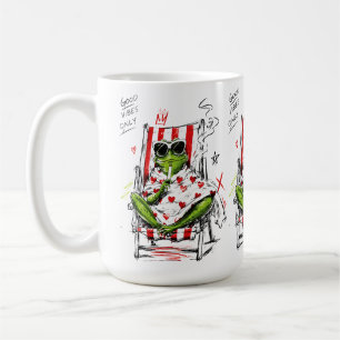 Caneca De Café Sapo Relaxado Óculos de Sol Vibrações Positivas Ar