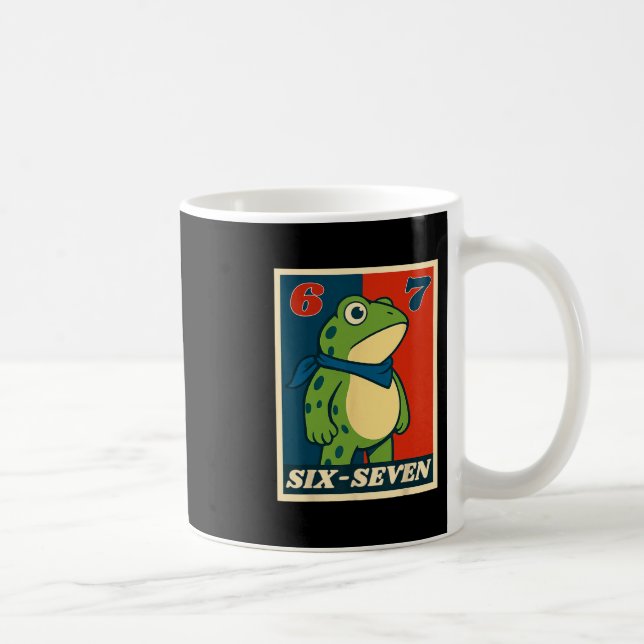 Caneca De Café Sapo Seis Sete Engraçado 6 7 Meme Geração Alpha Gí (Direita)