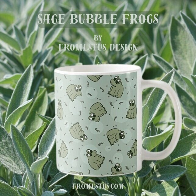 Caneca De Café Sapos de Sage Bubble - o padrão verde de crianças. (Criador carregado)