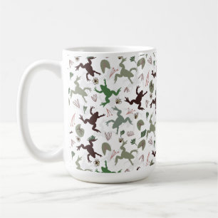 Caneca De Café Sapos Fofos Padrão Floral da Natureza