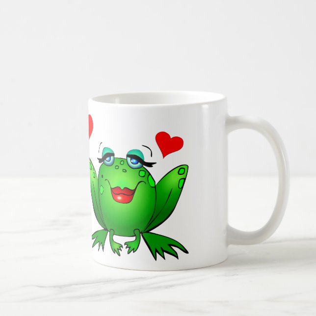 Caneca De Café Sapos Verdes Felizes Animais de Desenho Animado Fo (Direita)